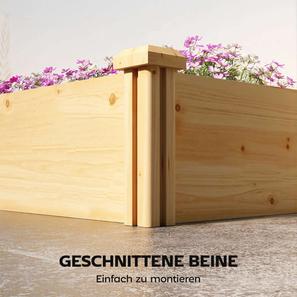 Erhöhtes Holzhochbeet mit Trennwand, offenem Boden, 235x66x26 cm
