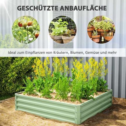 Stahl-Hochbeet – 120x120x30 cm, grüne Bepflanzung