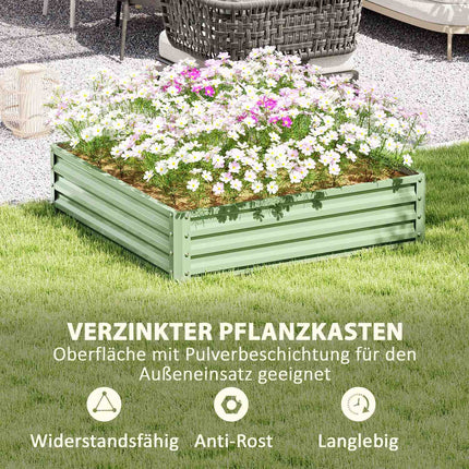 Stahl-Hochbeet – 120x120x30 cm, grüne Bepflanzung