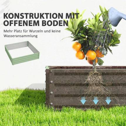 Stahl-Hochbeet – 120x120x30 cm, grüne Bepflanzung