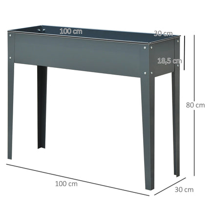 Metall-Hochbeet - 100x30x80 cm, mit Drainage