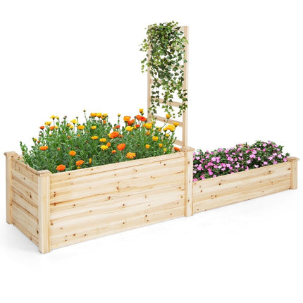 Raised bed made of fir wood with trellis, flower box with trellis, garden trellis with trellis