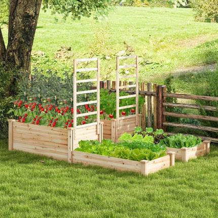 Raised bed made of fir wood with trellis, flower box with trellis, garden trellis with trellis