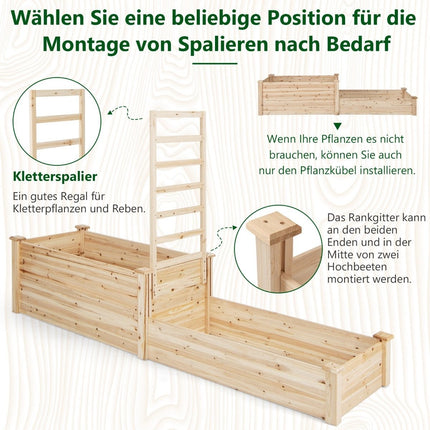 Raised bed made of fir wood with trellis, flower box with trellis, garden trellis with trellis