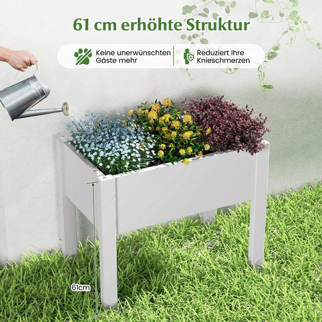 Hochbeet aus Kunststoff, selbstbewässerndes Gartenbeet, 53L, 76 x 45 x 61 cm, weiß