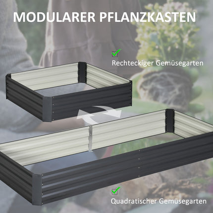 Stahl-Hochbeet - 241x90,5x30 cm, Grau