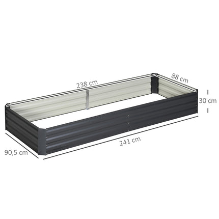 Stahl-Hochbeet - 241x90,5x30 cm, Grau
