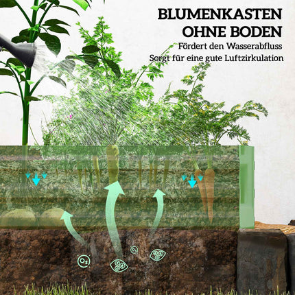 Steel garden bed, 241 x 90.5 x 30 cm, for vegetables
