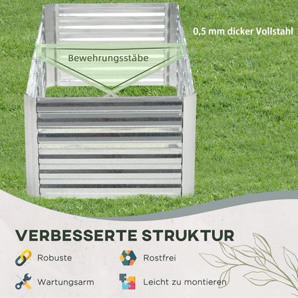 Stahlhochbeet - 180x90x60 cm, perfekt für Gemüse