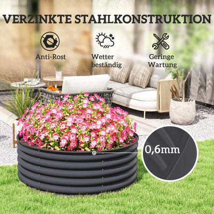 Hochbeet aus Stahl, Stapelbarer Blumenkasten, 120x120x43 cm