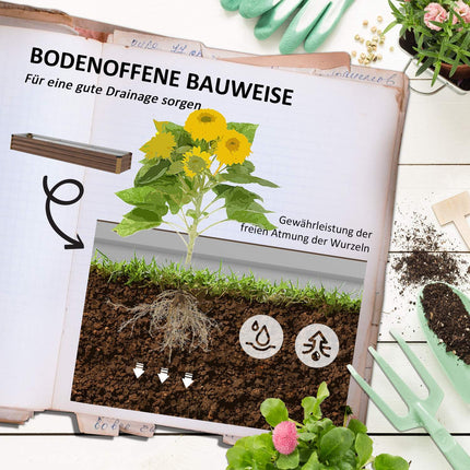 Hochbeet aus Stahl, Holzoptik - Dunkelbraun