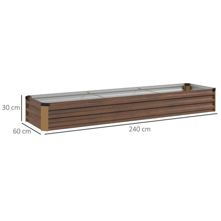 Hochbeet aus Stahl, Holzoptik - Dunkelbraun