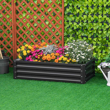 Verhoogd bed van staal, roestvrijstalen plantenbak 120 x 60 x 30,5 cm, open groentebed & kruidenbed voor tuin en balkon, grijs