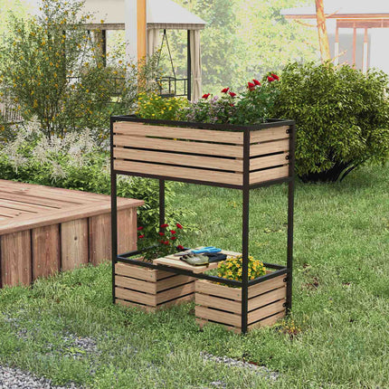 Gartenhochbeet mit Ablage, 2-stufig 83x39x100 cm