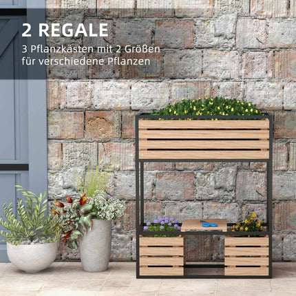 Gartenhochbeet mit Ablage, 2-stufig 83x39x100 cm
