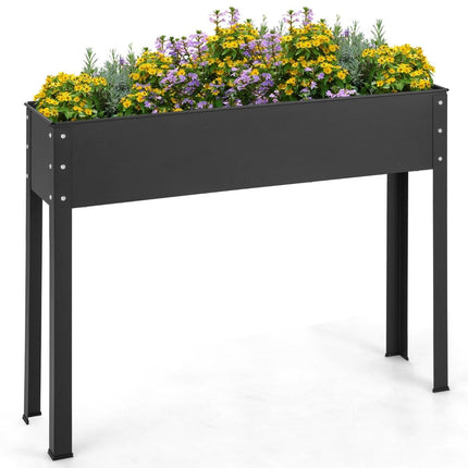 Hochbeet Metall Pflanzkasten Garten Blumenbeet mit Ablaufloch 102 x 26,5 x 80 cm schwarz