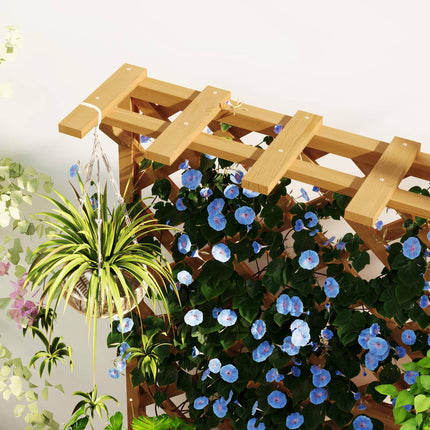 Bac à plantes surélevé avec treillis, toit en treillis, pot de fleurs, bac à fleurs en bois, treillis de jardin 64 x 33 x 122 cm pour jardin, balcon, terrasse, pot de fleurs pour plantes grimpantes, panier de plantes, fleurs