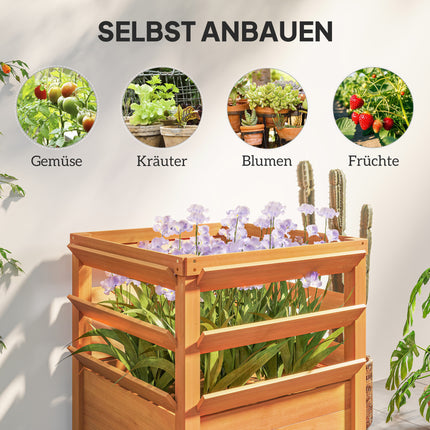 Hochbeet mit Rankgitter, Fichtenholz, 65x65x73 cm
