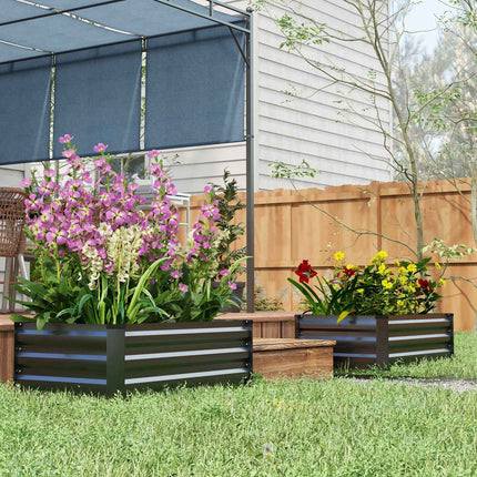 Raised garden bed set, stainless steel, dark grey, 100x60x30 cm