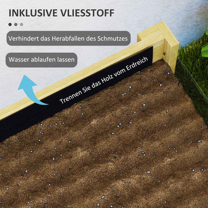Verhoogd bed met acrylpanelen, verhoogd kruidenbed met drainagegaten, houten plantenbak, weerbestendig groentebed, tuinbed, plantenbed voor tuin, balkon, 110 x 50 x 80 cm natuurlijk hout