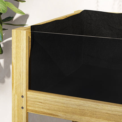Verhoogd bed met acrylpanelen, verhoogd kruidenbed met drainagegaten, houten plantenbak, weerbestendig groentebed, tuinbed, plantenbed voor tuin, balkon, 110 x 50 x 80 cm natuurlijk hout