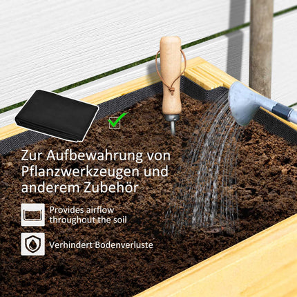 Erhöhtes Pflanzbeet aus Holz mit Ablage und Drainage, 100x30x70,5 cm