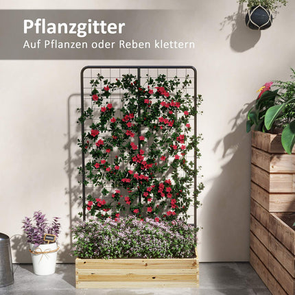 Hochbeet aus Holz mit Rankhilfe - 80x38x145 cm Pflanzkasten