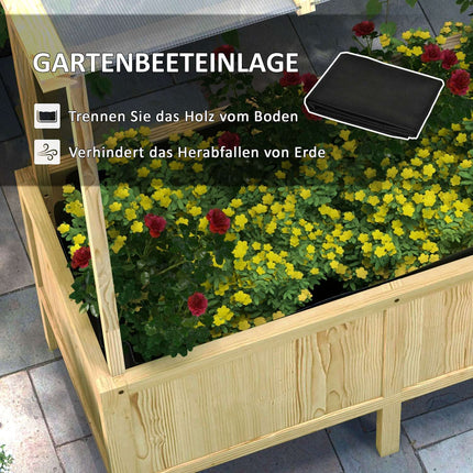Hochbeet Holz mit Abdeckung, 110x60x152 cm