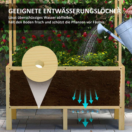 Hochbeet Holz mit Abdeckung, 110x60x152 cm