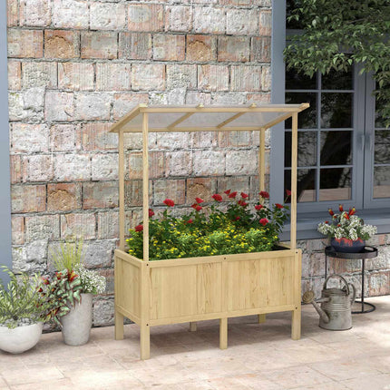 Hochbeet Holz mit Abdeckung, 110x60x152 cm