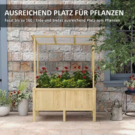 Hochbeet Holz mit Abdeckung, 110x60x152 cm