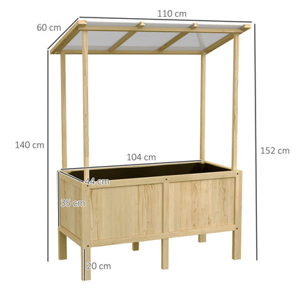 Hochbeet Holz mit Abdeckung, 110x60x152 cm