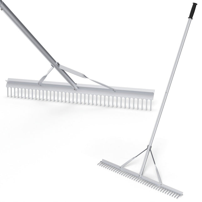 Rechen Gartenrechen aus Aluminium mit 91 cm breitem Rechenkopf 91 x 10 x 174 cm silber