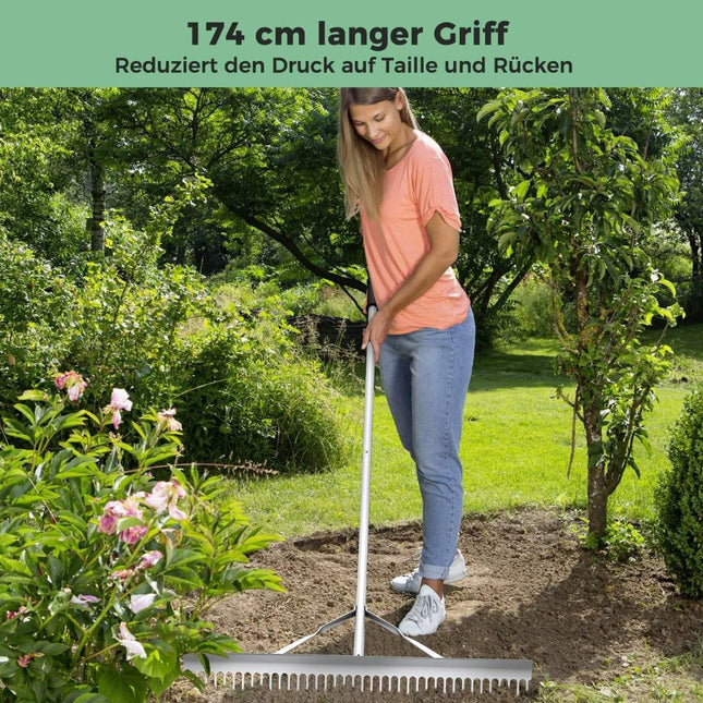 Rechen Gartenrechen aus Aluminium mit 91 cm breitem Rechenkopf 91 x 10 x 174 cm silber