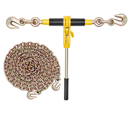 Ratchet Chain Binder Set, 5/16 in x 12.8 ft, 8,000 lb, 4