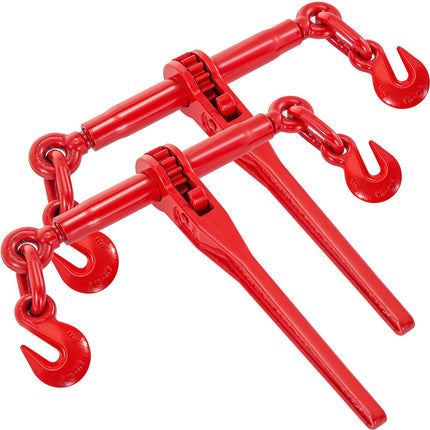 Ratchet Chain Load Binder, 3/8–1/2 in, 9,215 lb, 2-Pack