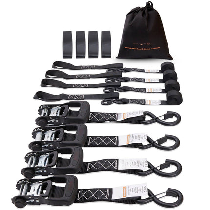 Ratchet Tie Down Straps 4-Pack, 1.6 in x 8 ft, 5208 lb