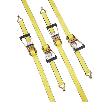 Ratchet Tie Down Straps 4-Pack, 2in x 27ft, 10,000 lb Double J Hooks