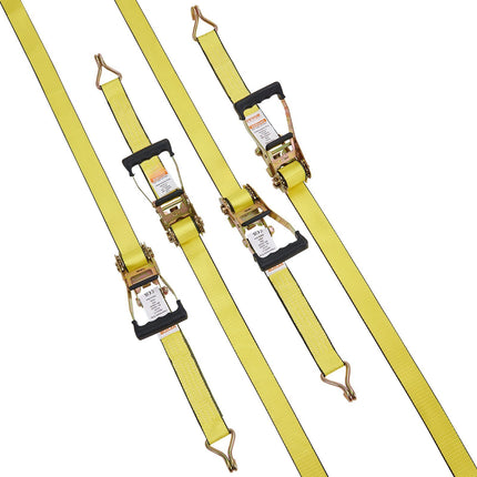 Ratchet Tie Down Straps 4-Pack, 2 x 15 ft, 5000 lb, Double J Hooks