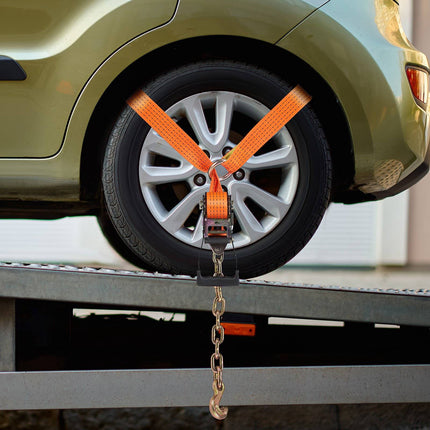 Ratchet Tire Straps 2 x 120 in, Chain Anchors, 4-Pack