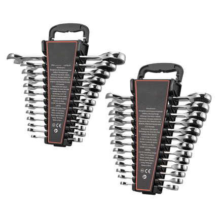 Ratcheting Combination Wrench Set, 26-Piece SAE Metric; 72-Tooth