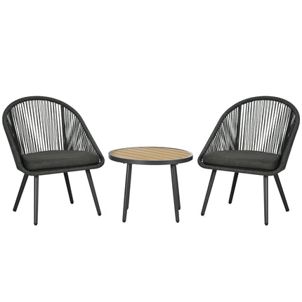 Rattan-Gartensitz für 2 Personen mit Kissen, dunkelgrau