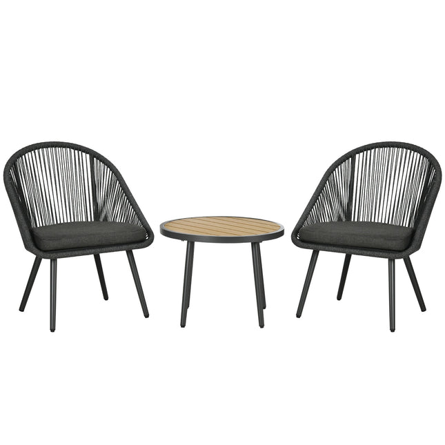 Rattan-Gartensitz für 2 Personen mit Kissen, dunkelgrau