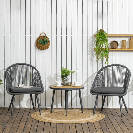 Rattan-Gartensitz für 2 Personen mit Kissen, dunkelgrau