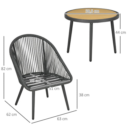 Rattan-Gartensitz für 2 Personen mit Kissen, dunkelgrau
