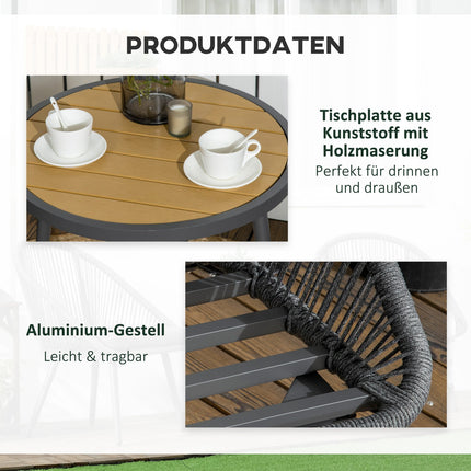 Rattan-Gartensitz für 2 Personen mit Kissen, dunkelgrau
