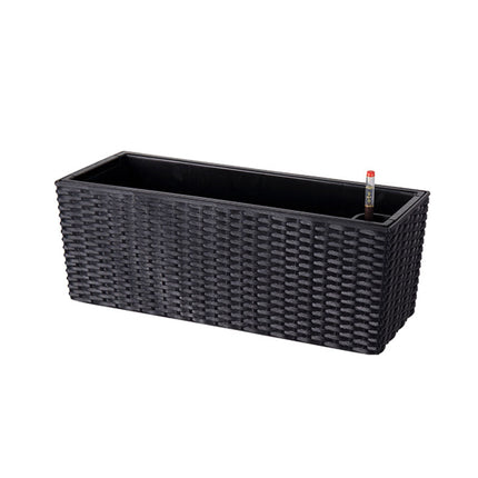 Rattan Balcony Planter with Water Level Indicator, Black