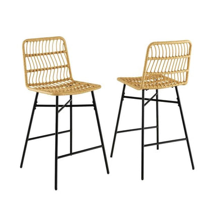 Rattan-Barhocker, 2er-Set, 68,5 cm Sitzhöhe, Gelb