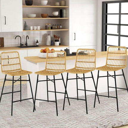 Rattan-Barhocker, 2er-Set, 68,5 cm Sitzhöhe, Gelb