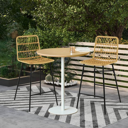 Rattan-Barhocker, 2er-Set, 68,5 cm Sitzhöhe, Gelb